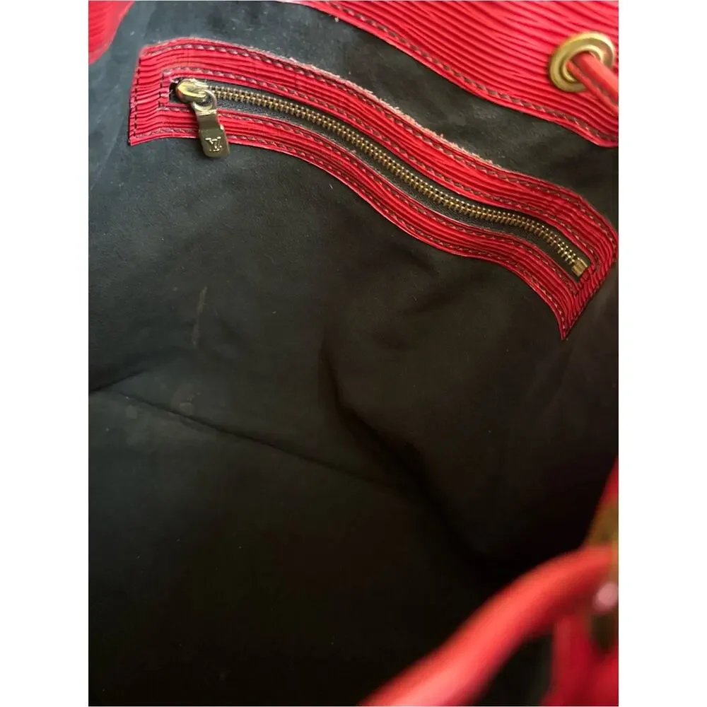 Louis Vuitton Red/Wine Epi Noé BB Bucket Bag | Adjustable Shoulder Strap